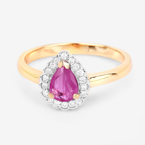 Bids.com 0.94 Carat Genuine Ruby and White Diamond 14K Yellow Gold Ring Rings White Smoke size 6.00,size 7.00,size 8.00