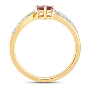 Bids.com 0.52 Carat Genuine Ruby and White Diamond 14K Yellow Gold Ring Rings White Smoke size 6.00,size 7.00,size 8.00
