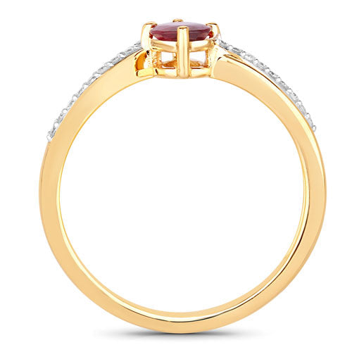 Bids.com 0.52 Carat Genuine Ruby and White Diamond 14K Yellow Gold Ring Rings White Smoke size 6.00,size 7.00,size 8.00