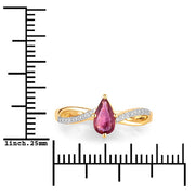 Bids.com 0.52 Carat Genuine Ruby and White Diamond 14K Yellow Gold Ring Rings White Smoke size 6.00,size 7.00,size 8.00