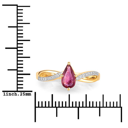 Bids.com 0.52 Carat Genuine Ruby and White Diamond 14K Yellow Gold Ring Rings White Smoke size 6.00,size 7.00,size 8.00