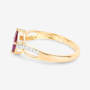 Bids.com 0.52 Carat Genuine Ruby and White Diamond 14K Yellow Gold Ring Rings White Smoke size 6.00,size 7.00,size 8.00