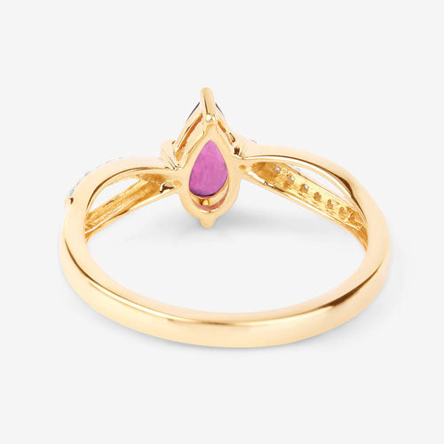 Bids.com 0.52 Carat Genuine Ruby and White Diamond 14K Yellow Gold Ring Rings White Smoke size 6.00,size 7.00,size 8.00