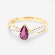 Bids.com 0.52 Carat Genuine Ruby and White Diamond 14K Yellow Gold Ring Rings White Smoke size 6.00,size 7.00,size 8.00