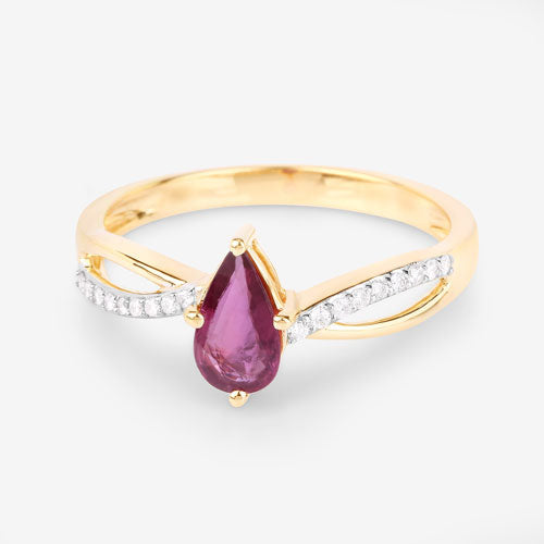 Bids.com 0.52 Carat Genuine Ruby and White Diamond 14K Yellow Gold Ring Rings White Smoke size 6.00,size 7.00,size 8.00