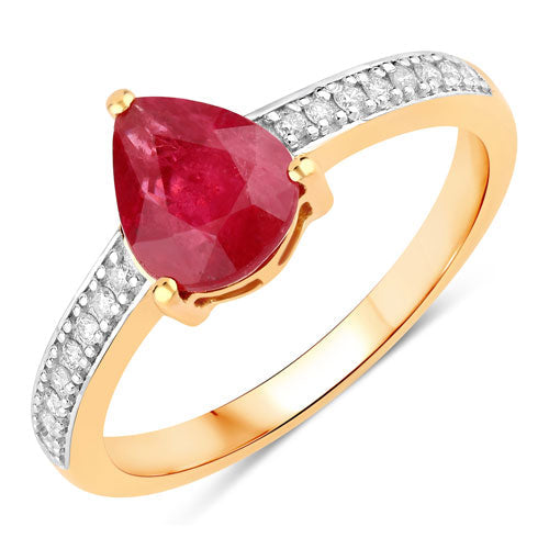 Bids.com 1.56 Carat Genuine Ruby and White Diamond 14K Yellow Gold Ring Rings White Smoke size 6.00,size 7.00,size 8.00