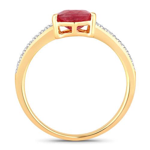 Bids.com 1.56 Carat Genuine Ruby and White Diamond 14K Yellow Gold Ring Rings White Smoke size 6.00,size 7.00,size 8.00