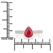Bids.com 1.56 Carat Genuine Ruby and White Diamond 14K Yellow Gold Ring Rings White Smoke size 6.00,size 7.00,size 8.00