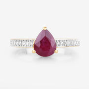 Bids.com 1.56 Carat Genuine Ruby and White Diamond 14K Yellow Gold Ring Rings White Smoke size 6.00,size 7.00,size 8.00