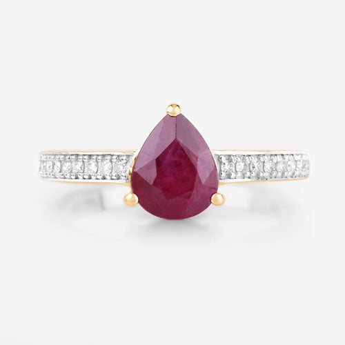 Bids.com 1.56 Carat Genuine Ruby and White Diamond 14K Yellow Gold Ring Rings White Smoke size 6.00,size 7.00,size 8.00