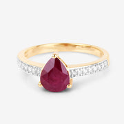 Bids.com 1.56 Carat Genuine Ruby and White Diamond 14K Yellow Gold Ring Rings White Smoke size 6.00,size 7.00,size 8.00