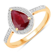 Bids.com 1.25 Carat Genuine Ruby and White Diamond 14K Yellow Gold Ring Rings White Smoke size 6.00,size 7.00,size 8.00