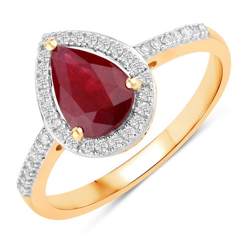 Bids.com 1.25 Carat Genuine Ruby and White Diamond 14K Yellow Gold Ring Rings White Smoke size 6.00,size 7.00,size 8.00