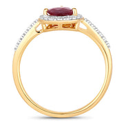 Bids.com 1.25 Carat Genuine Ruby and White Diamond 14K Yellow Gold Ring Rings White Smoke size 6.00,size 7.00,size 8.00