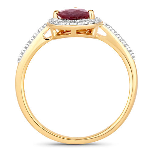 Bids.com 1.25 Carat Genuine Ruby and White Diamond 14K Yellow Gold Ring Rings White Smoke size 6.00,size 7.00,size 8.00
