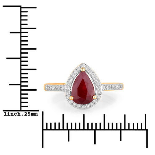 Bids.com 1.25 Carat Genuine Ruby and White Diamond 14K Yellow Gold Ring Rings White Smoke size 6.00,size 7.00,size 8.00
