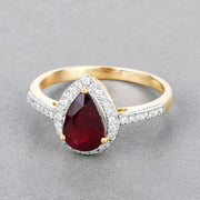 Bids.com 1.25 Carat Genuine Ruby and White Diamond 14K Yellow Gold Ring Rings Gray size 6.00,size 7.00,size 8.00