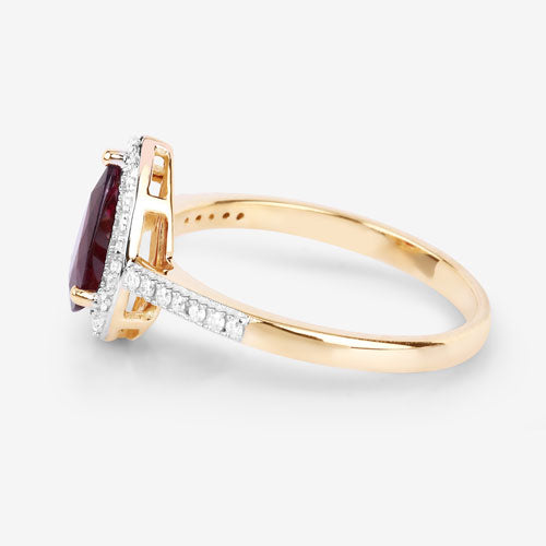 Bids.com 1.25 Carat Genuine Ruby and White Diamond 14K Yellow Gold Ring Rings White Smoke size 6.00,size 7.00,size 8.00