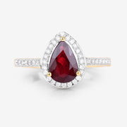 Bids.com 1.25 Carat Genuine Ruby and White Diamond 14K Yellow Gold Ring Rings White Smoke size 6.00,size 7.00,size 8.00