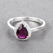 Bids.com 1.30 Carat Genuine Ruby and White Diamond 14K White Gold Ring Rings Dark Gray size 6.00,size 7.00,size 8.00