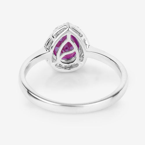 Bids.com 1.30 Carat Genuine Ruby and White Diamond 14K White Gold Ring Rings White Smoke size 6.00,size 7.00,size 8.00