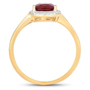 Bids.com 1.30 Carat Genuine Ruby and White Diamond 14K Yellow Gold Ring Rings White Smoke size 6.00,size 7.00,size 8.00