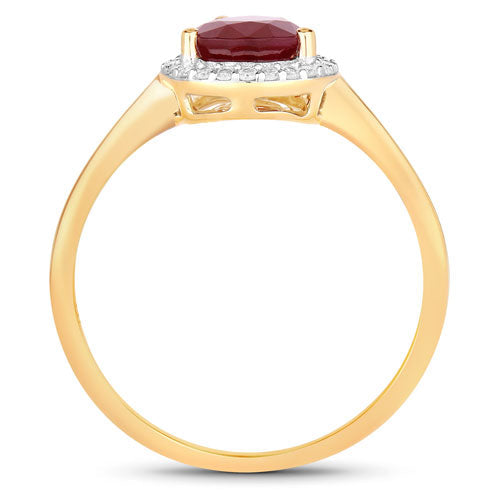Bids.com 1.30 Carat Genuine Ruby and White Diamond 14K Yellow Gold Ring Rings White Smoke size 6.00,size 7.00,size 8.00