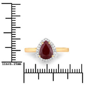 Bids.com 1.30 Carat Genuine Ruby and White Diamond 14K Yellow Gold Ring Rings White Smoke size 6.00,size 7.00,size 8.00
