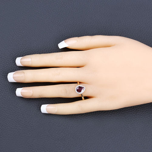 Bids.com 1.30 Carat Genuine Ruby and White Diamond 14K Yellow Gold Ring Rings Bisque size 6.00,size 7.00,size 8.00