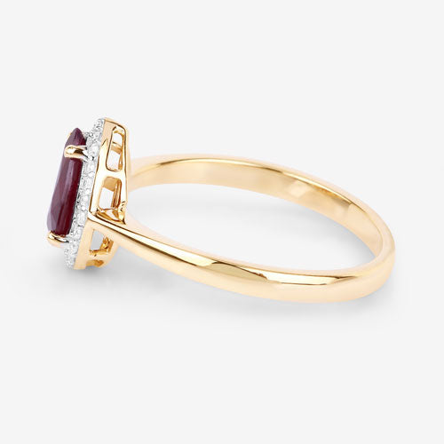 Bids.com 1.30 Carat Genuine Ruby and White Diamond 14K Yellow Gold Ring Rings White Smoke size 6.00,size 7.00,size 8.00