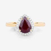 Bids.com 1.30 Carat Genuine Ruby and White Diamond 14K Yellow Gold Ring Rings White Smoke size 6.00,size 7.00,size 8.00