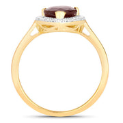 Bids.com 2.19 Carat Genuine Ruby and White Diamond 14K Yellow Gold Ring Rings White Smoke size 6.00,size 7.00,size 8.00