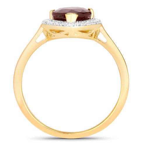 Bids.com 2.19 Carat Genuine Ruby and White Diamond 14K Yellow Gold Ring Rings White Smoke size 6.00,size 7.00,size 8.00