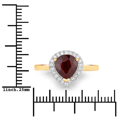 Bids.com 2.19 Carat Genuine Ruby and White Diamond 14K Yellow Gold Ring Rings White Smoke size 6.00,size 7.00,size 8.00