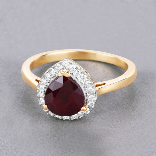 Bids.com 2.19 Carat Genuine Ruby and White Diamond 14K Yellow Gold Ring Rings Dark Gray size 6.00,size 7.00,size 8.00
