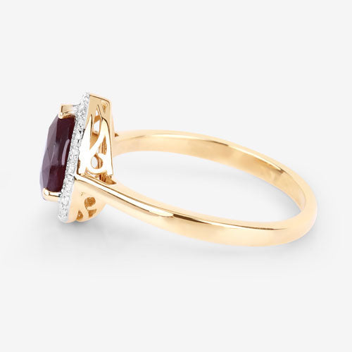 Bids.com 2.19 Carat Genuine Ruby and White Diamond 14K Yellow Gold Ring Rings White Smoke size 6.00,size 7.00,size 8.00