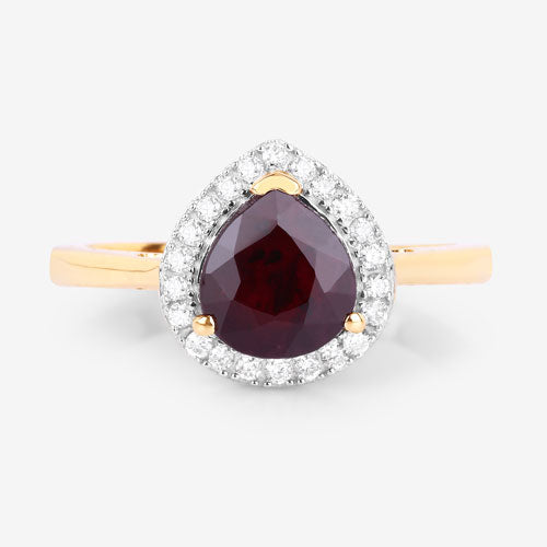 Bids.com 2.19 Carat Genuine Ruby and White Diamond 14K Yellow Gold Ring Rings White Smoke size 6.00,size 7.00,size 8.00