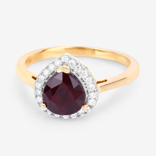 Bids.com 2.19 Carat Genuine Ruby and White Diamond 14K Yellow Gold Ring Rings Lavender size 6.00,size 7.00,size 8.00