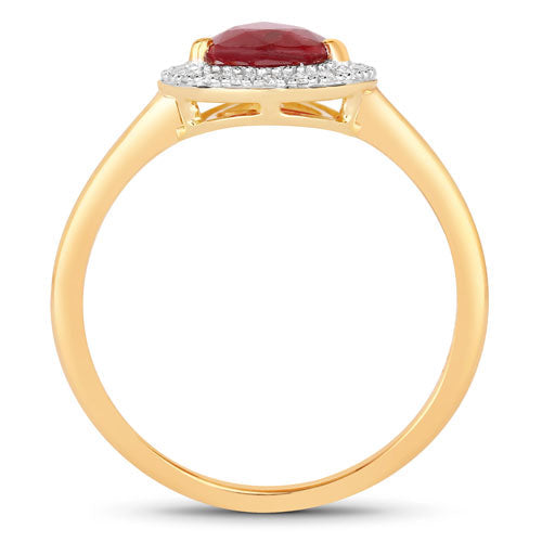Bids.com 1.38 Carat Genuine Ruby and White Diamond 14K Yellow Gold Ring Rings White Smoke size 6.00,size 7.00,size 8.00