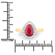 Bids.com 1.38 Carat Genuine Ruby and White Diamond 14K Yellow Gold Ring Rings White Smoke size 6.00,size 7.00,size 8.00