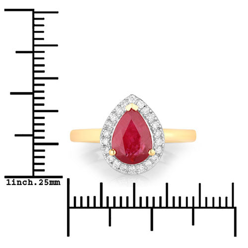 Bids.com 1.38 Carat Genuine Ruby and White Diamond 14K Yellow Gold Ring Rings White Smoke size 6.00,size 7.00,size 8.00