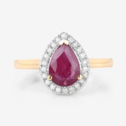 Bids.com 1.38 Carat Genuine Ruby and White Diamond 14K Yellow Gold Ring Rings White Smoke size 6.00,size 7.00,size 8.00