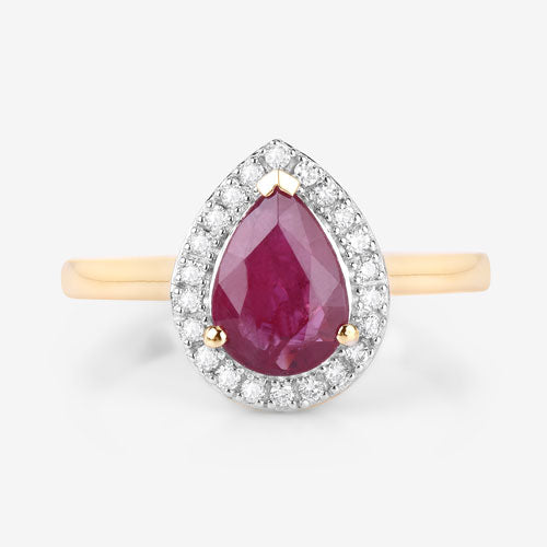 Bids.com 1.38 Carat Genuine Ruby and White Diamond 14K Yellow Gold Ring Rings White Smoke size 6.00,size 7.00,size 8.00