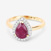 Bids.com 1.38 Carat Genuine Ruby and White Diamond 14K Yellow Gold Ring Rings White Smoke size 6.00,size 7.00,size 8.00