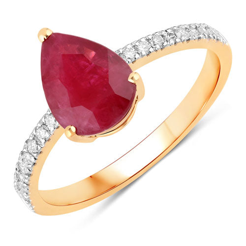 Bids.com 1.68 Carat Genuine Ruby and White Diamond 14K Yellow Gold Ring Rings White Smoke size 6.00,size 7.00,size 8.00