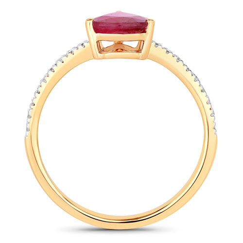 Bids.com 1.68 Carat Genuine Ruby and White Diamond 14K Yellow Gold Ring Rings White Smoke size 6.00,size 7.00,size 8.00