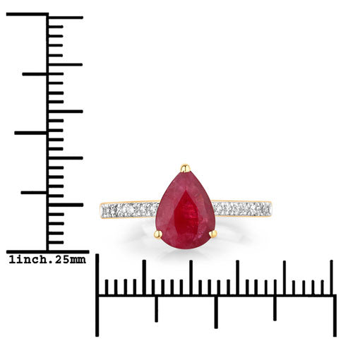 Bids.com 1.68 Carat Genuine Ruby and White Diamond 14K Yellow Gold Ring Rings White Smoke size 6.00,size 7.00,size 8.00