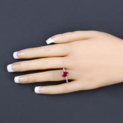 Bids.com 1.68 Carat Genuine Ruby and White Diamond 14K Yellow Gold Ring Rings Wheat size 6.00,size 7.00,size 8.00