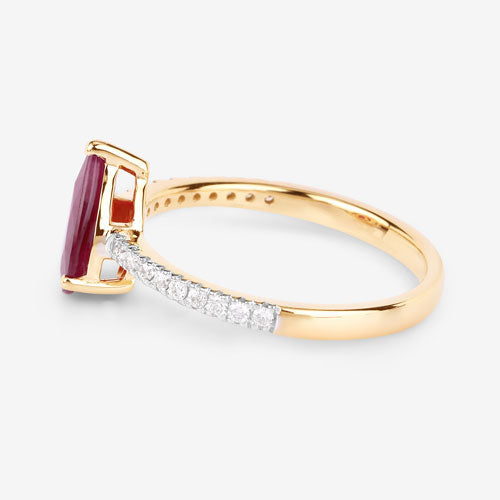 Bids.com 1.68 Carat Genuine Ruby and White Diamond 14K Yellow Gold Ring Rings White Smoke size 6.00,size 7.00,size 8.00