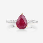 Bids.com 1.68 Carat Genuine Ruby and White Diamond 14K Yellow Gold Ring Rings White Smoke size 6.00,size 7.00,size 8.00